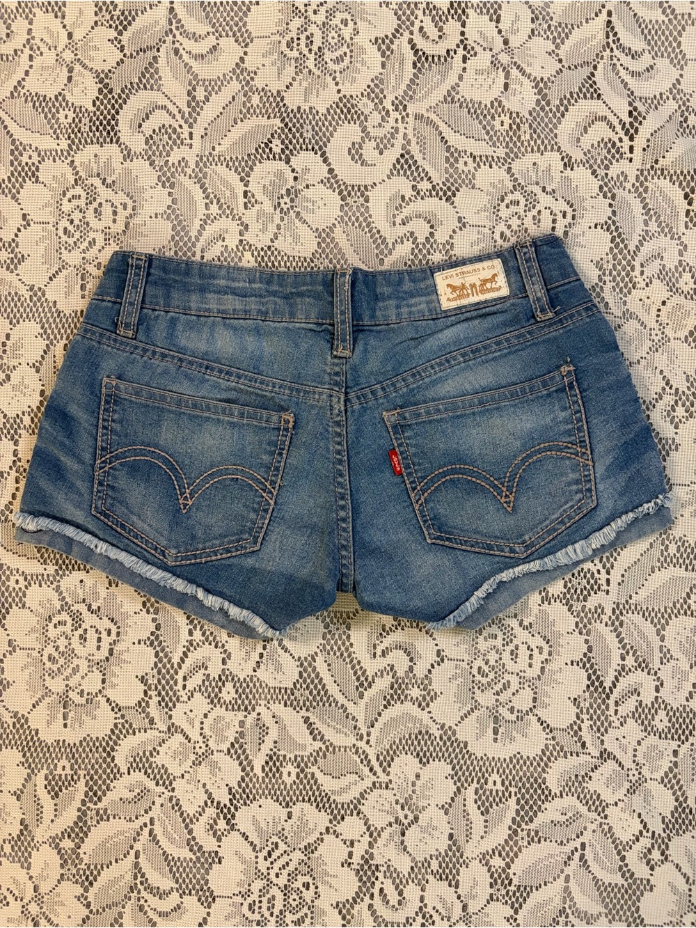 Levi's Shorty Short Low Rise Cutoff Cuffed Hem Denim Shorts - Picture 5 of 5